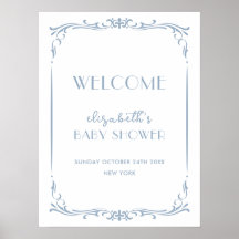 Schattige Frans Blauw  Lijst Baby shower Welkom