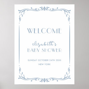 Schattige Frans Blauw  Lijst Baby shower Welkom Poster