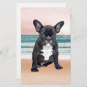 Schattige Frans Bulldog Beach Zonnewater Briefpapier (Voorkant / Achterkant)
