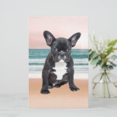 Schattige Frans Bulldog Beach Zonnewater Briefpapier (Staand voorkant)