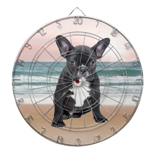 Schattige Frans Bulldog Beach Zonnewater Dartbord (Voorkant)