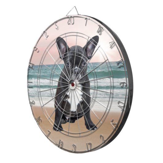 Schattige Frans Bulldog Beach Zonnewater Dartbord (Voorkant Rechts)