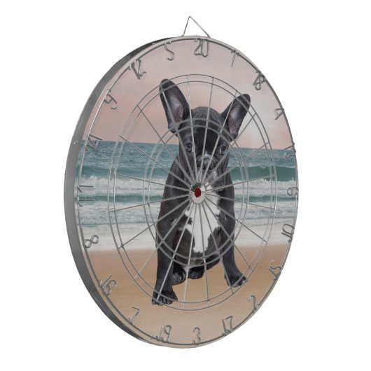 Schattige Frans Bulldog Beach Zonnewater Dartbord (Voorkant Links)