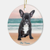 Schattige Frans Bulldog Beach Zonnewater Keramisch Ornament (Links)