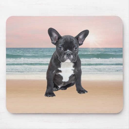Schattige Frans Bulldog Beach Zonnewater Muismat (Voorkant)