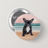 Schattige Frans Bulldog Beach Zonnewater Ronde Button 5,7 Cm (Voorkant /achterkant)