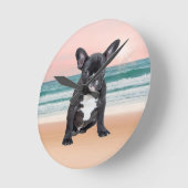 Schattige Frans Bulldog Beach Zonnewater Ronde Klok (Hoek)