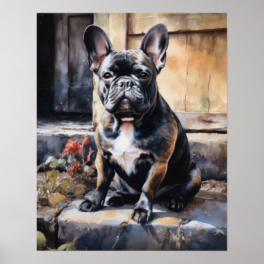 Schattige Frans Bulldog Dog Art Print Poster (Voorkant)