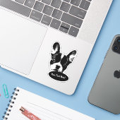 Schattige Frans Bulldog Dog Talk Sticker (Laptop met iPhone)