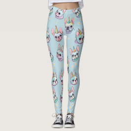 Schattige Frans Bulldog eenhoorn pastelpatroon Leggings
