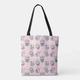 Schattige Frans Bulldog eenhoorn pastelpatroon Tote Bag