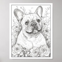 Schattige Frans Bulldog hond Kleurend Poster