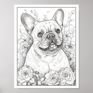 Schattige Frans Bulldog hond Kleurend Poster
