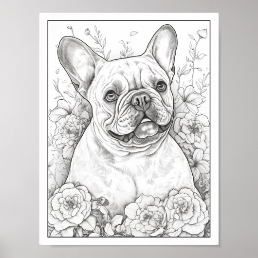 Schattige Frans Bulldog hond Kleurend Poster (Voorkant)