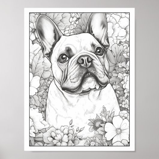 Schattige Frans Bulldog hond Kleurend Poster (Voorkant)