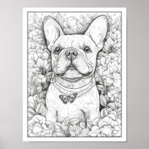 Schattige Frans Bulldog hond Kleurend Poster
