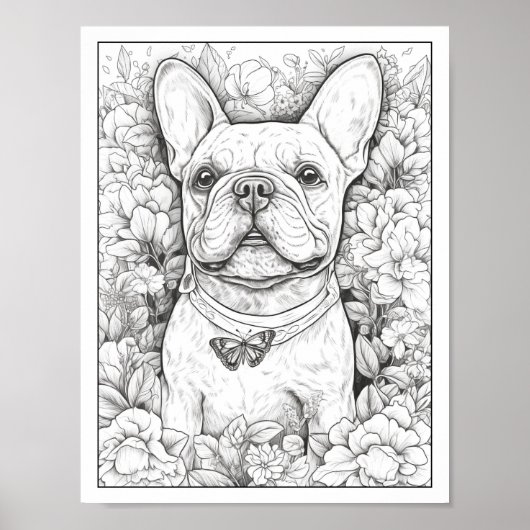 Schattige Frans Bulldog hond Kleurend Poster (Voorkant)