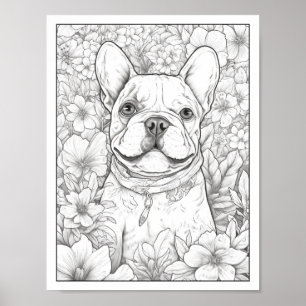 Schattige Frans Bulldog hond Kleurend Poster