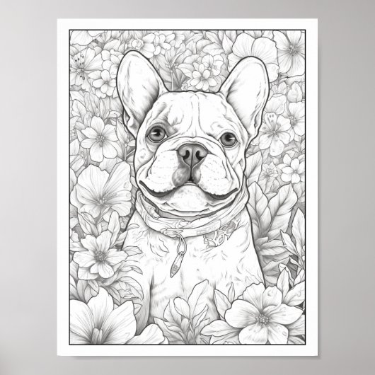 Schattige Frans Bulldog hond Kleurend Poster (Voorkant)
