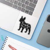 Schattige Frans Bulldog Moeder Sticker (Laptop met iPhone)