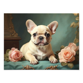  Schattige Frans Bulldog Portret Puppy Dog Foto Afdruk