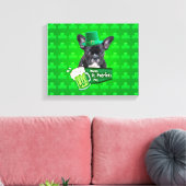 Schattige Frans Bulldog Puppy Pet St. Patrick Day Canvas Afdruk (Insitu (Woonkamer))