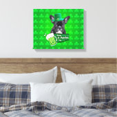 Schattige Frans Bulldog Puppy Pet St. Patrick Day Canvas Afdruk (Insitu (Slaapkamer))