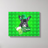Schattige Frans Bulldog Puppy Pet St. Patrick Day Canvas Afdruk (Voorkant)