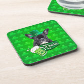 Schattige Frans Bulldog Puppy Pet St. Patrick Day Drankjes Onderzetter (Linkerzijde)