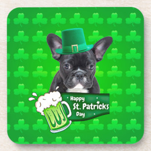 Schattige Frans Bulldog Puppy Pet St. Patrick Day Drankjes Onderzetter