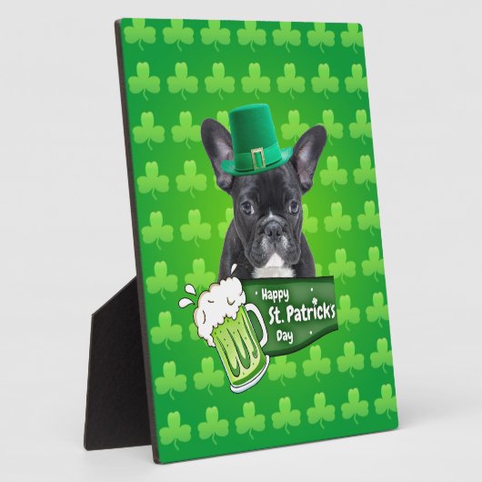 Schattige Frans Bulldog Puppy Pet St. Patrick Day Fotoplaat (Zijkant)
