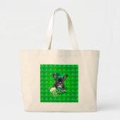 Schattige Frans Bulldog Puppy Pet St. Patrick Day Grote Tote Bag (Voorkant)