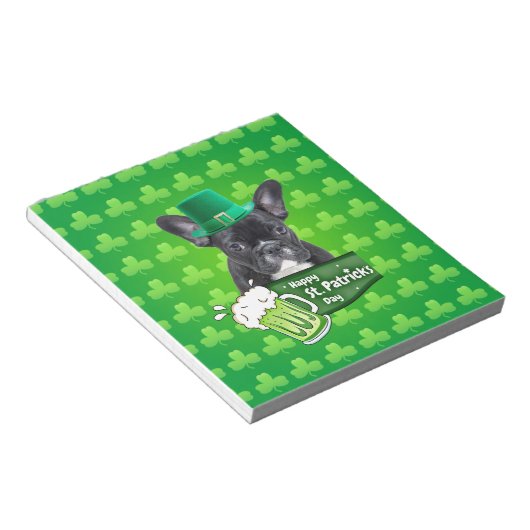 Schattige Frans Bulldog Puppy Pet St. Patrick Day Notitieblok (Schuin)