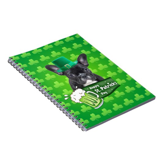Schattige Frans Bulldog Puppy Pet St. Patrick Day Notitieboek (Rechterzijde)