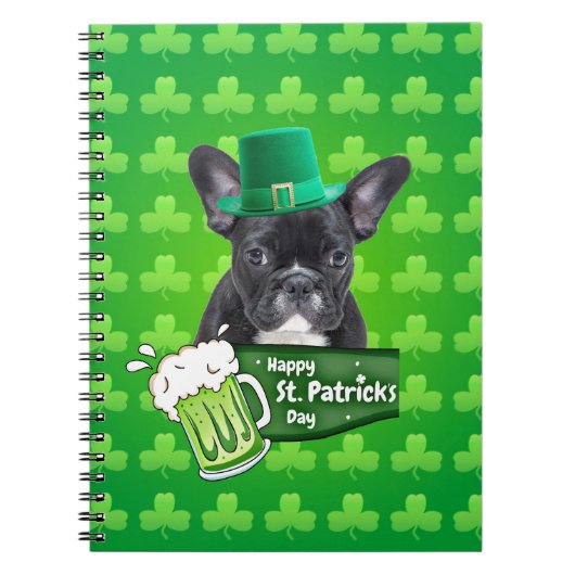 Schattige Frans Bulldog Puppy Pet St. Patrick Day Notitieboek (Voorkant)