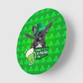 Schattige Frans Bulldog Puppy Pet St. Patrick Day Ronde Klok (Hoek)