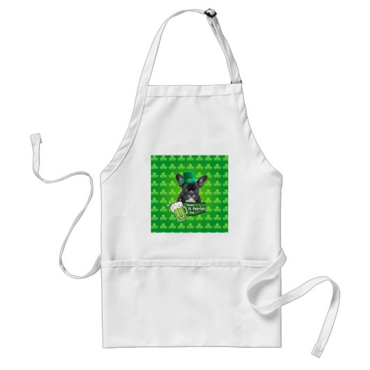 Schattige Frans Bulldog Puppy Pet St. Patrick Day Standaard Schort (Voorkant)