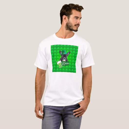 Schattige Frans Bulldog Puppy Pet St. Patrick Day T-shirt (Voorkant volledig)