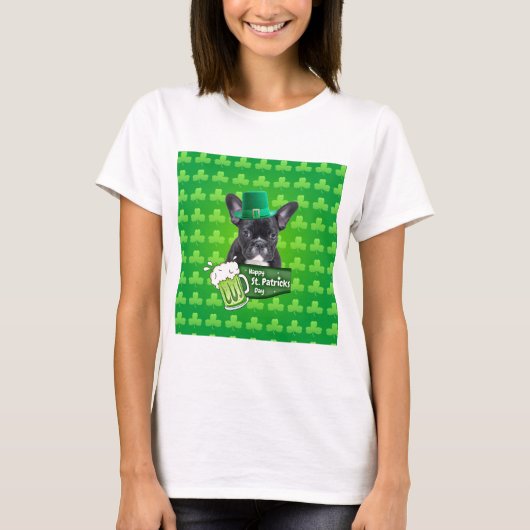 Schattige Frans Bulldog Puppy Pet St. Patrick Day T-shirt (Voorkant)