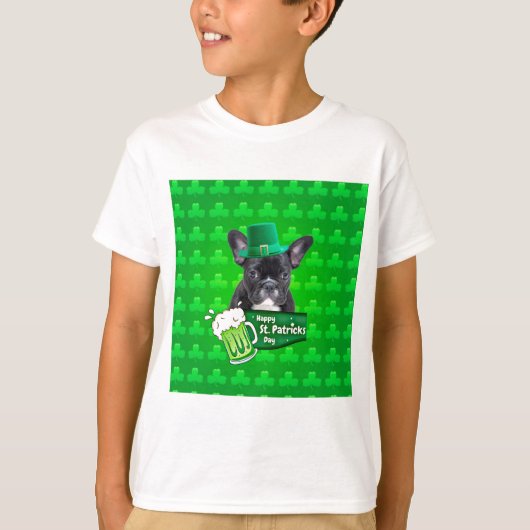 Schattige Frans Bulldog Puppy Pet St. Patrick Day T-shirt (Voorkant)