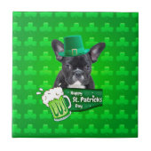 Schattige Frans Bulldog Puppy Pet St. Patrick Day Tegeltje (Voorkant)