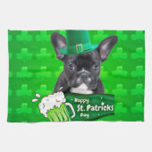 Schattige Frans Bulldog Puppy Pet St. Patrick Day Theedoek (Horizontaal)