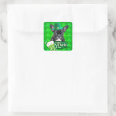 Schattige Frans Bulldog Puppy Pet St. Patrick Day Vierkante Sticker (Tas)