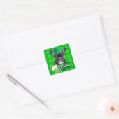 Schattige Frans Bulldog Puppy Pet St. Patrick Day Vierkante Sticker (Envelop)