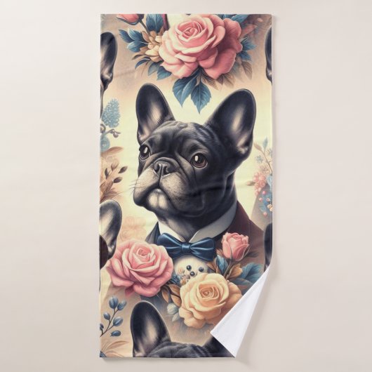 Schattige  Frans Bulldog schilderij Badhanddoek (Badhanddoek)