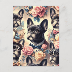 Schattige  Frans Bulldog schilderij Briefkaart