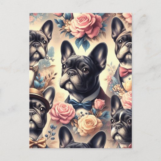Schattige Frans Bulldog schilderij Briefkaart (Voorkant)