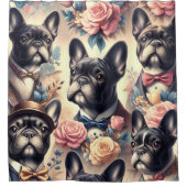 Schattige Frans Bulldog schilderij Douchegordijn (Voorkant)