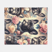 Schattige Frans Bulldog schilderij Fleece Deken (Voorkant (Horizontaal))