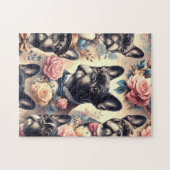 Schattige  Frans Bulldog schilderij Legpuzzel (Horizontaal)